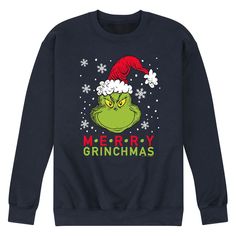 This men's Dr. Suess The Grinch sweatshirt is sure to steal your hear. This men's Dr. Suess The Grinch sweatshirt is sure to steal your hear.  Crewneck Long sleevesFABRIC & CARE Cotton, polyester Machine wash Imported Size: M. Color: Navy. Gender: male. Age Group: adult. Pattern: Graphic. Material: Cotton Blend. Grinch Pants, Christmas Shirts Ideas, Grinch Sweater, Scandinavian Knitting, Grinch Ideas, Christmas Sweater Outfits, Grinch Stuff, Grinch T Shirt, Grinch Party