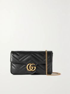 Black GG Marmont 2.0 matelassé leather shoulder bag | GUCCI | NET-A-PORTER Gucci Soft Leather Everyday Shoulder Bag, Everyday Gucci Soft Leather Shoulder Bag, Gucci Soft Leather Everyday Bag, Gucci Soft Leather Bag For Everyday, Gucci Soft Leather Shoulder Bag, Gucci Soft Leather Bag For Formal Occasions, Gucci Soft Leather Rectangular Shoulder Bag, Gucci Soft Leather Crossbody Bag, Gucci Soft Leather Travel Bag