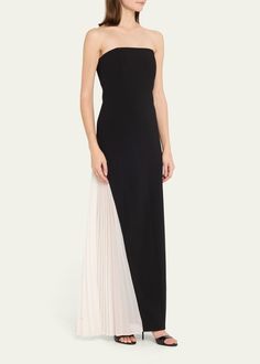 Alice + Olivia Retha Strapless Maxi Dress with Godet-Pleated Side Panel One-shoulder Fitted Pleated Evening Dress, Fitted Sleeveless Dress With Pleated Bodice For Cocktail, Fitted Sleeveless Evening Dress With Pleated Back, Fitted Sleeveless Dress With Pleated Bodice For Evening, Elegant Sleeveless Pleated Dress For Gala, Sleeveless Fitted Pleated Evening Dress, Formal Sleeveless Pleated Dress With Fitted Bodice, One Shoulder Fitted Pleated Evening Dress, One Shoulder Fitted Maxi Dress With Pleated Bodice