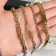 We have plenty of our best selling chains in stock and ready to ship to ring in the new year with new sparkles! ✨🥳✨ Gold Cuban Link Chain Bracelet For Gift, Luxury Curb Chain Bracelet For Gift, Luxury Curb Chain Bracelet As Gift, Gold Curb Chain Bracelet Gift, Gold Curb Chain Bracelet As Gift, Gold Metal Curb Chain Bracelet For Gift, Gold Rectangular Cuban Link Bracelet As Gift, Rectangular Gold Cuban Link Bracelet As A Gift, Gold Rectangular Cuban Link Bracelet Gift