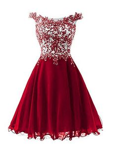 Wine Red Short Chiffon and Applique Lovely Party Dress, Formal Dress 2018, Homecoming Dresses Party Dress Formal, Dama Dresses, Cheap Homecoming Dresses, Evening Dresses Short, Red Dress Short, Sequin Prom Dresses, Note Box, Party Dress Short, Quince Dresses