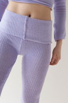 Mock Rib Roll Waist Cotton Leggings Fitted Knit Bottoms With Elastic Waistband, Cozy Fitted Full Length Pants, Cozy Fitted Full-length Pants, Cozy Full-length Fitted Pants, Ribbed Tight Bottoms For Loungewear, Tight Winter Loungewear Bottoms, Tight Loungewear Bottoms For Winter, Fitted Ribbed Leggings For Loungewear, Tight Ribbed Pants For Loungewear