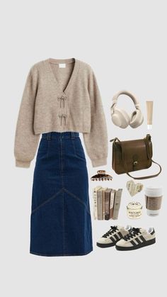 Giant Sweater Outfit, Skirt Outfits Shein, Leslie Aesthetic, Shein Aesthetic, Uni Fits, Modest Casual Outfits, Stile Hijab, Modesty Outfits, Outfits Woman