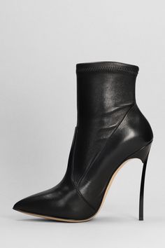 Blade High heels Ankle boots in black leather, pointed toe, slip on, blade heel, heel 125 mm, leather sole, 100% leather, Made in Italy | Casadei Women's Blade High Heels Ankle Boots in Black Leather | FW23/24 Black Platform Boots With Sculpted Heel And Pointed Toe, Luxury Platform Boots With Sculpted Heel And Pointed Toe, Sleek High Heel Boots With Leather Sole, Elegant Platform Boots With Pointed Toe And Leather Sole, Leather Platform Boots With Pointed Toe, Sleek Platform Boots With Pointed Toe And Reinforced Heel, Leather Pointed Toe Platform Boots For Night Out, Leather Platform Boots With Pointed Toe For Evening, Evening Platform Boots With Pointed Toe And Reinforced Heel