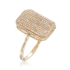 .33 ct. t.w. Pave Diamond Rectangular Ring in 14kt Yellow Gold Choose To Shine, Rectangular Ring, Ring Inspo, Diamond Heart Pendant Necklace, Baguette Diamond Rings, Diamond Birthstone, White Topaz Rings, Diamond Solitaire Necklace, Pave Diamond Ring