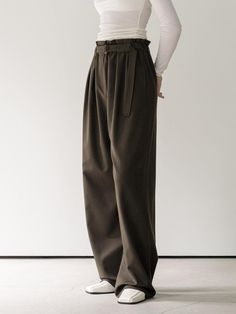 Composition : 80% polyester, 16% cotton, 4% rayonColor : brownCountry of Origin : China Brown High-waisted Wide Leg Pants With Belt Loops, Belted Brown Pants For Fall, Brown Belted Pants For Fall, Brown Wide Leg Pants With Belt Loops For Work, Belted Brown Pants For Work, Chic Brown Belted Bottoms, Brown High-waisted Wide Leg Pants For Work, Belted Ankle-length Wide Leg Pants For Fall, Fall Bottoms With Belted Cuffs And Ankle-length