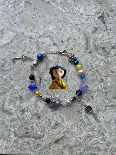 Coraline Beaded Bracelet, Button Charm Bracelet, Coraline Gift Ideas, Coraline Merchandise, Coraline Jewelry, Coraline Merch, Fairycore Bracelet, Jewellery Homemade