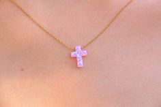 Pink Cross Pendant Necklace For Gift, Pink Cross Necklace For Gift, Pink Cross Necklace For Gifts, Handmade Pink Cross Jewelry, Pink Opal Necklace For Gift, Pink Opal Jewelry, Black Opal Pendant, Pink Choker, Choker Silver