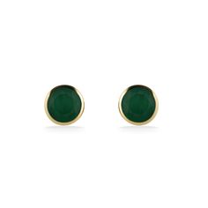 14K Yellow Gold Effy Stud Earrings with 0.95 Carats (total weight) of Emeralds. The earrings measure approximately 1/4" in diameter. Classic Yellow Gold Earrings With Bezel Setting, Green Bezel Set Earrings For Formal Occasions, Formal Green Earrings With Bezel Setting, 14k Gold Round Bezel Set Earrings, Formal 14k Gold Round Earrings, Classic Green Earrings With Bezel Setting, Hallmarked 14k Gold Round Earrings, 14k Yellow Gold Earrings With Bezel Setting, Yellow Gold 14k Bezel Set Earrings