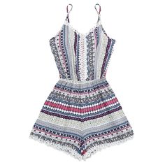 Laced Printed Cami Romper - Blue - 3Z27504812 - Original Design-Women's Clothing  #OriginalDesignWomensClothing #Original #DesignWomen's #Clothing White Long Sleeve Romper, Cheap Jumpsuits, Cami Romper, Rompers Online, Summer Swag, Lace Print, Hanging Flowers, Sammy Dress, Lace Fashion