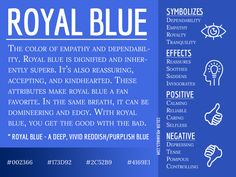 the royal blue color scheme is shown in white and blue, as well as an image of