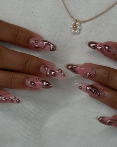 Aura Nail, Aura Nails, Pink Chrome, Drip Nails, Fall Acrylic Nails, Acrylic Nails Coffin Short, Unique Nails, Fire Nails