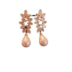 Fashion Element: Leaves Style: Korean Korean Style Bride Earrings Gold, Pearl Fashion, Bride Earrings, Earrings Drop, Style Korean, Water Drops, Colorful Fashion, Gold Earrings, Korean Fashion