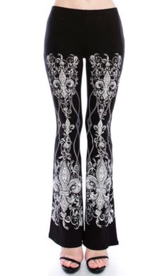 Vocal Paisley Print Rhinestones Soft Pants - Black – Debra's Passion Boutique Black Embellished Wide Leg Bottoms, Elegant Rhinestone-embellished Bottoms For Spring, Elegant Rhinestone Bottoms For Spring, Wide Leg Bottoms With Rhinestones For Spring, Wide Leg Bottoms With Paisley Print And Stretch, Wide-leg Rhinestone Bottoms For Spring, Stretch Wide Leg Bottoms With Paisley Print, Spring Wide-leg Bottoms With Rhinestones, Embellished Fitted Wide-leg Bottoms