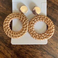 Brown Hoop Jewelry For Summer, Summer Brown Hoop Jewelry, Brown Hoop Earrings For Summer, Handmade Brown Hoop Earrings For Summer, Trendy Brown Jewelry For Summer, Trendy Brown Summer Jewelry, Trendy Brown Earrings For Beach, Trendy Brown Vacation Jewelry, Casual Brown Earrings For Summer