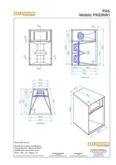 the drawing shows an open cabinet with drawers