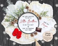 Christmas Baby Boy Announcement Digital, Little Brother Christmas Pregnancy Announcement, Editable December Social Media Reveal, It's a Boy by PearceAvenueDesigns on Etsy