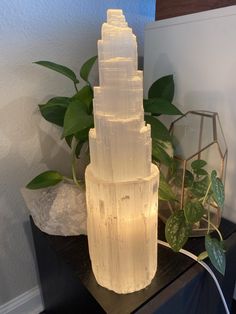 Tower Lamp, Crystal Room Decor, Selenite Tower, Reiki Room, Selenite Lamp, Crystal Room, Healing Room, Crystal Vibes, Crystal Aesthetic