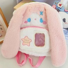 Cute Plush Travel Bag, Kawaii Plush School Bag, Kawaii Plush School Backpack, Cute Kawaii Backpack For School, Kawaii Pink Backpack With Cute Design, Cute Plush Backpack For Everyday Use, Pink Kawaii Backpack With Cute Design, Kawaii Backpack With Cute Design For School, Kawaii Backpack With Cute Design For Students