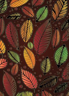 colorful leaves on a brown background