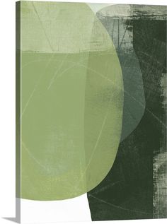 an abstract painting with green and black colors