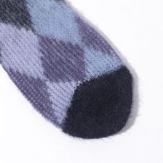 Anonymous Ism navy blue napping fuzzy diamond jacquard crew socks. Soft cotton blend with a textured weave and ribbed cuff. 11.5" crew length. Think weight 56% Acrylic, 32% Nylon, 11% Wool, 1% Spandex socks One size US Men's size 9-12 Made in Japan Warm Blue Socks For Stocking Stuffers, Cozy Purple Winter Socks, Comfortable Blue Socks For Winter, Comfortable Blue Winter Socks, Cozy Blue Socks For Fall, Casual Warm Blue Socks, Love To Meet, Us Man, Lifestyle Shop