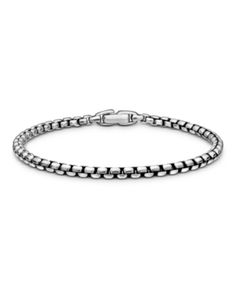 David Yurman Men's Box Chain Bracelet in Sterling Silver, 4mm Men’s Bracelets Silver, Timeless Round Box Chain Bracelet, Classic Round Bracelet With Box Chain, David Yurman Mens, Gift Inspo, Mens Accessories Jewelry, Box Chain, David Yurman, Silver Bracelets