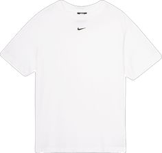 Sporty White Workout T-shirt, Basic White Sports T-shirt, White Nike Tops For Gym, Nike White Tops For Gym, Nike White Sports Top, Nike Sporty Tops With Logo Print, White Nike Athleisure Top, Nike White Athleisure Top, Nike Sporty Relaxed Fit Tops