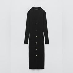 Long Sleeve V-Neck Midi Dress. Front Button Closure. Winter V-neck Midi Dress With Button Closure, Classic V-neck Midi Dress With Buttons, Fall V-neck Midi Dress With Button Closure, Black V-neck Midi Dress With Button Closure, Black V-neck Dress With Button Closure, Classic V-neck Winter Dress, Classic Winter Midi Dress With Buttons, Classic Black Midi Dress With Button Closure, Black V-neck Dress With Buttons