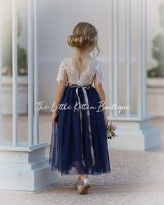 Tulle flower girl dress rustic lace flower girl dresses | Etsy Bohemian Flower Girl Dress, Navy Flower Girl, Bohemian Flower Girl, Flower Girl Dresses Navy, Boho Flower Girl Dress, Rustic Flower Girl, Rustic Flower Girl Dress, Blush Flower Girl Dresses, Flower Wreath Hair