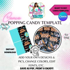 the candy shop flyer is designed to look like an advertisement