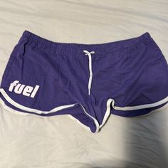 Purple Cotton Shorts With Drawstring Waistband And White Binding On Bottom Sporty Cotton Pajama Shorts For Beach Season, Summer Stretch Purple Pajama Shorts, Purple Stretch Pajama Shorts For Summer, Purple Cotton Pajama Shorts For Summer, Purple Casual Shorts For Beach Season, Casual Purple Pajama Shorts, Grey Nike Pros, Hotty Hot Shorts, Running Shorts Women