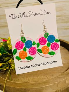 Hand painted earrings Lilly inspired earrings Lilly Inspired, Hand Painted Earrings, Painted Earrings, Athens Ga, Painted Flower, Flower Doodles, Tree Toppers, Flower Earrings, Athens