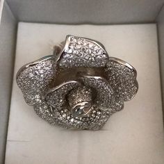 Size 7.5 Beautiful Flower Ring From Ambrosia Paris Never Before Worn Luxury Flower Shaped Formal Rings, Luxury Flower-shaped Formal Rings, Luxury Flower Jewelry For Evening, Luxury Flower-shaped Jewelry For Evening, Luxury Flower-shaped Evening Jewelry, Luxury Flower Shaped Ring For Wedding, Luxury Flower Wedding Ring, Elegant Silver Flower Shaped Ring, Rose Gold Flower Jewelry For Evening