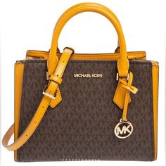 Michael Michael Kors 35t0gwxm8b Hope Mk Signature Logo Brown & Marigold Medium Messenger Satchel Bag Like New Euc - Gently Used A Couple Of Times From A Smoke/Pet Free, Clean & Healthy Home Please Check Out My Other Mk Bags & Feel Free To Make An Offer New To Poshmark? Sign Up Using Invite Code: Dancinggaby To Get A $10 Posh Shopping Credit!!! Gold Shoulder Bag With Logo Hardware For Shopping, Gold Travel Bags With Logo Hardware, Gold Shoulder Bag With Logo Hardware For Travel, Gold Tote Bag With Logo Hardware, Classic Gold Signature Coated Canvas Bag, Orange Satchel With Gold-tone Hardware For Shopping, Gold Bag With Logo Hardware, Gold Rectangular Bag With Logo Hardware, Rectangular Gold Bag With Logo Hardware