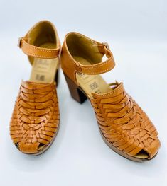 Handmade with intricate woven leather, these strap high heel huaraches are comfortable, classic, and cute! A versatile look that can be dressed up or dressed down, you'll love the stability and practicality of this timeless shoe. Genuine Leather Honey Tan Handmade in Mexico Pro-tip! These naturally run large so if you order a size 7, you will be receiving a size 6. Trust us, it will fit like a 7! Which means if you are a half size, size down. For example, if you are a 7.5 a size 7 should fit you Timeless Shoes, Dressed Down, High Heel, High Heels, Honey, Genuine Leather, Dress Up, Size 7, Size 6