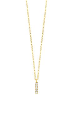 A dainty initial pendant alight in pavé diamonds makes this handcrafted necklace of 18-karat gold a lovely personalized piece for any occasion. 16" length; 2" extender; 1/8"W x 1/8"L pendant Total diamond weight: 0.04ct. Color: G Clarity: VS 18k gold/diamond Imported >Diamond Guide Diamond Initial Pendant Necklace On Cable Chain, Yellow Gold Pendant Initial Necklace With Diamond Accents, Elegant Diamond Initial Necklace With Cable Chain, Yellow Gold Diamond Necklace With Initial Pendant, Dainty Yellow Gold Initial Necklace With Diamond Accents, Formal Yellow Gold Diamond Initial Necklace, Luxury Yellow Gold Initial Necklace With Diamond Accents, Diamond Initial Pendant Necklace With Adjustable Chain, Elegant 14k Gold Initial Necklace With Diamond Accents