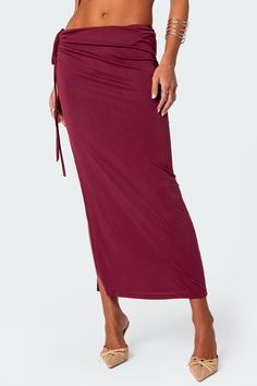 Maxi Skirt Drawstring side slit Stretch fabric Matching set Polyester, Rayon, Spandex Model wears size S Model height is 5'9 Item care: Wash with similar color Visionary Fashion, Fabric Matching, Swimwear Dress, Matching Top, Knit Skirt, S Models, Model Height, Set Dress, Stretch Fabric