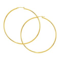 14k Yellow Gold Large Polished Hoop Earrings - Ellie Belle Timeless Simplicity, Snap Back, Online Earrings, Gold Hoops, Gold Hoop, Gold Hoop Earrings, Personalized Jewelry, Chains Necklace, Wedding Rings Engagement