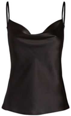 Cami Top With Built-in Bra For Evening, Sleeveless Evening Tops With Built-in Bra, Elegant Cami Vest Top, Chic Cami Vest Top, Chic Vest-style Camisole Top, Fitted Chic Camisole With Scoop Neck, Black Satin Cami Top, Night Out Camisole Vest Top, Chic Fitted Camisole Top