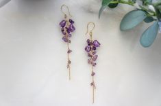 Wisteria Amethyst Earrings, Long Gold Filled Bead Earring, Mother's Day Gift, February Birth Stone, Gift for Her, Best Friend Gift - Etsy February Birthday Gifts, Bead Earring, Cartilage Earrings Stud, Gold Filled Earrings, Amethyst Beads, Earrings Long, Amethyst Earrings, Bead Jewelry, February Birth Stone