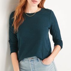 Long Sleeve, Crew Neck, Super Soft, Longer In The Back. Brand - Old Navy Size - Small Color - Green Condition - New (Never Worn) Crochet Halter Tops, Distressed Black Jeans, Polo Dress, Knit Shirt, Old Navy Tops, Boho Tops, Grey Long Sleeve, Green Fashion, Navy Tops