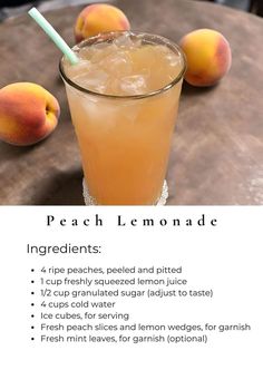 peach lemonade recipe with ingredients