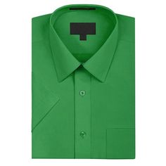 This premium designer dress shirt from the vkwear collection features short sleeves, a front button fastening, a spread collar and a curved hem. Perfect for casual and formal wear alike. Enjoy the convenience of a single front chest pocket and the comfort of a regular, classic fit. Available in 29 attractive colors. Please consult our size chart image to find your best fit before ordering. 60% Cotton, 40% Polyester Single left chest pocket Button closure Machine washable; tumble dry low Spread c Omega Man, Green Shirt Dress, Attractive Colors, Short Sleeve Dress Shirt, Designer Dress, Green Man, Short Sleeve Dress, Mens Shirt Dress, Formal Wear