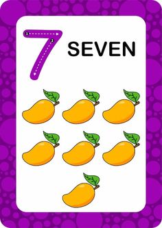 a number seven with oranges on it