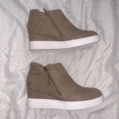 Size 8 Taupe Platform Wedge Sneakers Ankle Booties Wedge Sneakers, Platform Wedge, Platform Wedges, Ankle Booties, Bootie Boots, Ankle Boots, Wedges, Women Shoes, Boots