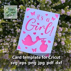 it's a girl card template for cricut svg eps png