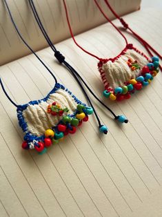 Lucky Necklace, Lucky Charm Necklace, Crochet Earrings Pattern, Junk Jewelry, Mexican Jewelry, Handmade Textiles, Bead Embroidery Jewelry, Necklace Red, Paper Jewelry