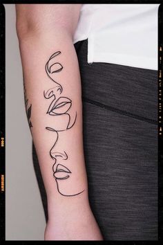 Face Line Tattoo Inspiration 16 Tattoo, Single Line Tattoo, Hamsa Tattoo, Gemini Tattoo, Silhouette Tattoos, Inspiration Tattoos, Initial Tattoo, Temporary Tattoo Designs