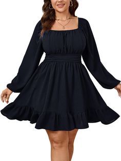 PRICES MAY VARY. Material: The Plus Size Dresses For Curvy Women Are So Soft, Comfy And Breathable, Which Keeps From Rubbing Your Skin, The Decent Thickness Bring You Cosy And Perfect Experience In Various Temperatures While Not Being Seen Through Features: Plus Size Dress For Women/ Dress For Women/ Plus Size Mini Dress/ Plus Size Casual Dress/ Elegant Off The Shoulder Dress For Women/ Square Neck Dress / Mini Dress/ Plus Size Cocktail Dress/ Plus Size Wedding Guest Dress/ Charming Slim Fit/ A Wedding Guest Dress Curvy, Dress Plus Size Wedding Guest, Dresses Plus Size Casual, Dress Plus Size Casual, Plus Size Dresses Casual, Dresses For Curvy Women, Cocktail Dress Plus Size, Plus Size Cocktail Dress, Cocktail Dress Plus